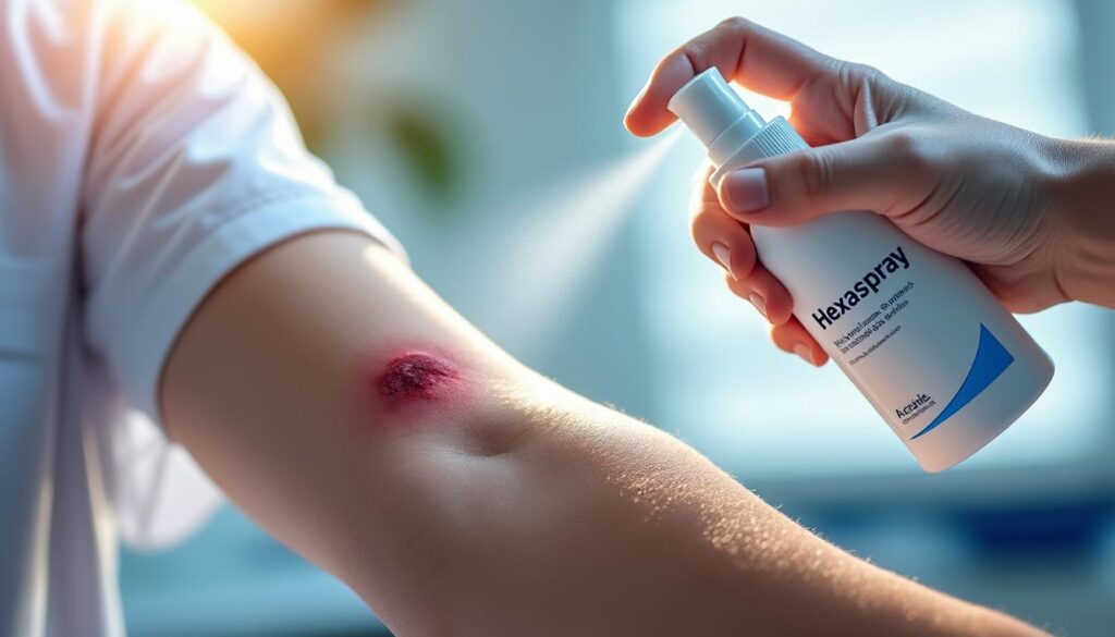 hexaspray est un antiseptique puissant pour désinfecter et favoriser la guérison rapide des plaies et brûlures, garantissant une protection optimale contre les infections.