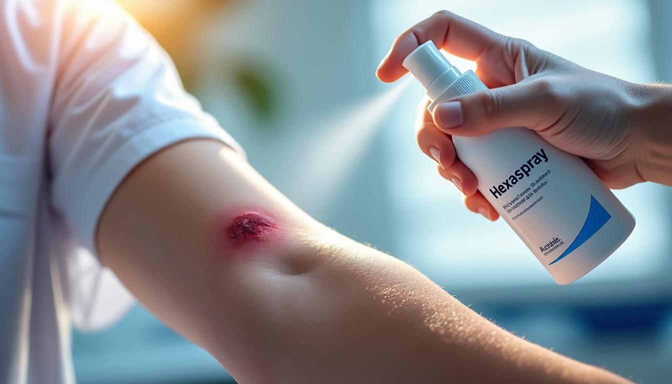 hexaspray est un antiseptique puissant pour désinfecter et favoriser la guérison rapide des plaies et brûlures, garantissant une protection optimale contre les infections.