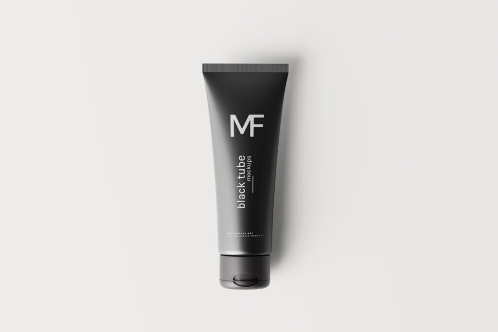 Black plastic cosmetic cream tube mockups from https://mockupfree.net
